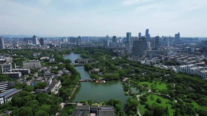 浙江宁波天一阁月湖公园航拍