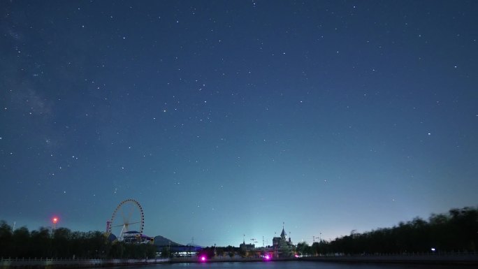 落日延时 航拍 星轨 夜空 星空 看星星