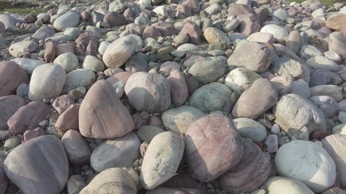 石头散落在河岸上