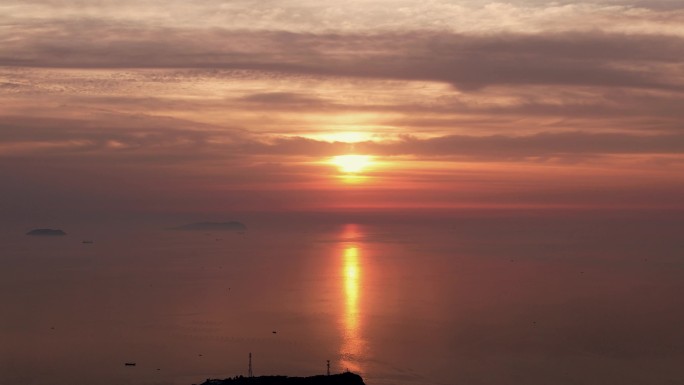 海上日落晚霞夕阳航拍