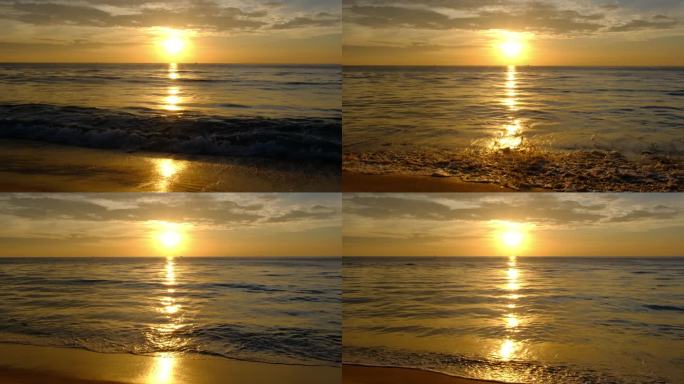 泰国普吉岛沙滩海浪日落海滨自然风光