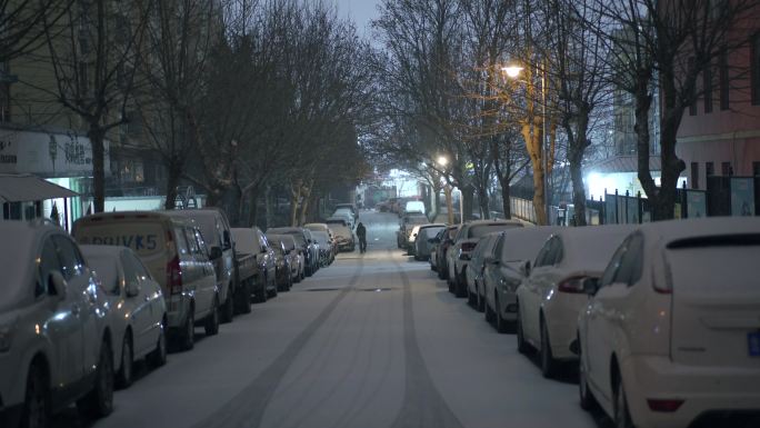 4K城市夜晚雪景