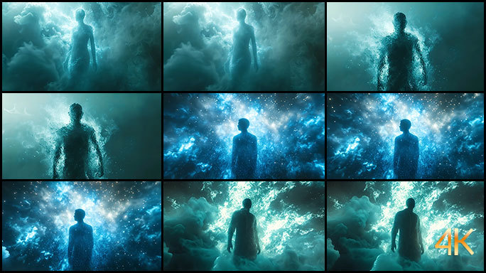 粒子构成的人物 神秘人像 虚拟元宇宙世界