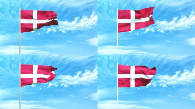 丹麦国旗空中飘扬