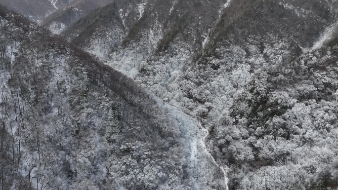 秦岭 雪景 4k 航拍 秦岭服务区