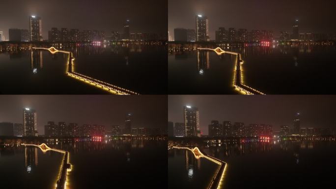 绍兴柯桥瓜渚湖夜景 城市夜景