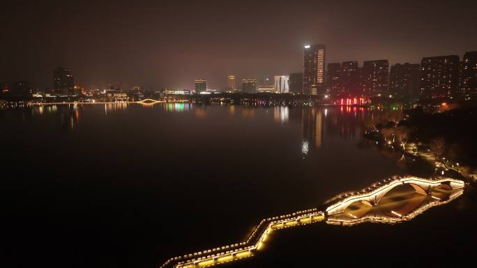 绍兴柯桥瓜渚湖夜景 城市夜景