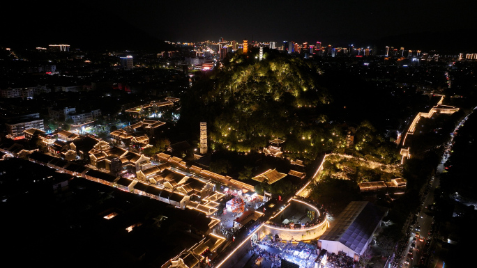 浙江临安台州府城夜景