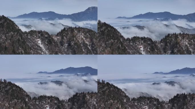 秦岭 雪景 雾凇 高清 4k 航拍