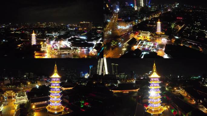 江苏无锡南禅寺夜景航拍