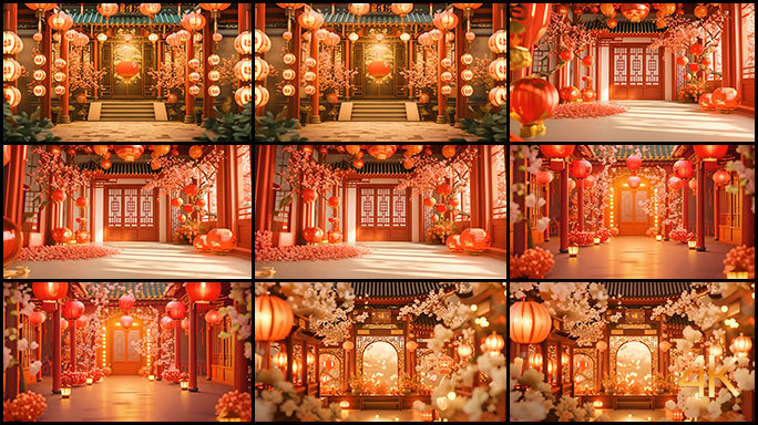 精美绝伦中国古典建筑场景 喜庆温馨氛围