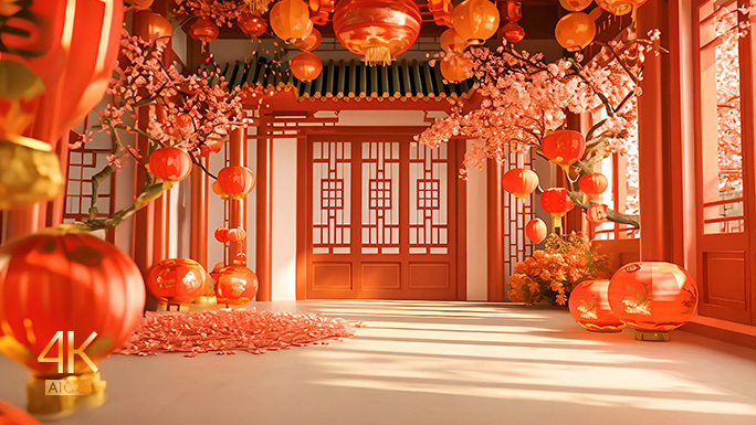 精美绝伦中国古典建筑场景 喜庆温馨氛围