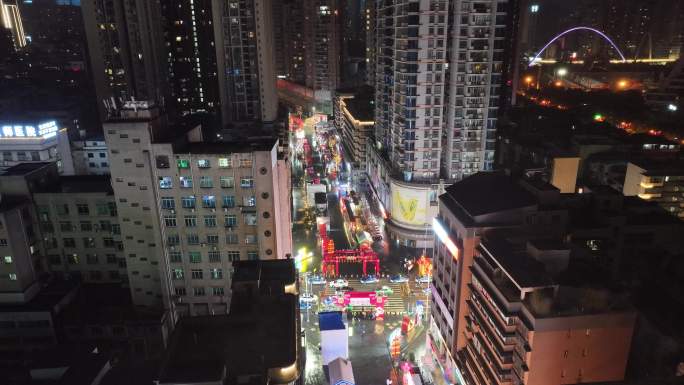 航拍贵阳青云集市夜景