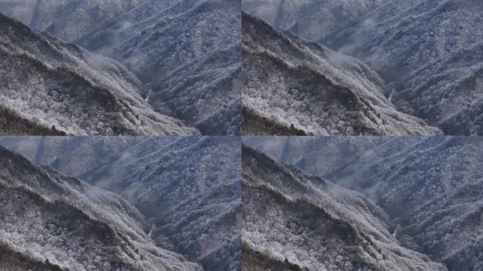 秦岭 雪景 雾凇 高清 4k 航拍