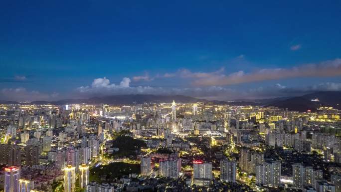 浙江温州城市大景夜景灯光航拍延时4K