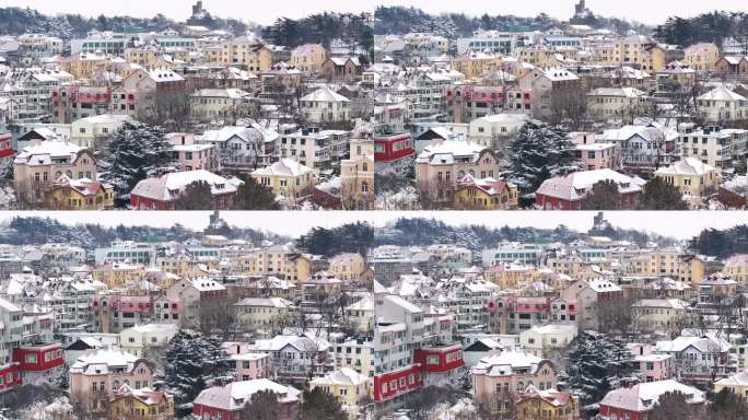 青岛老城区雪景氛围感