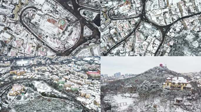 青岛雪景航拍4K