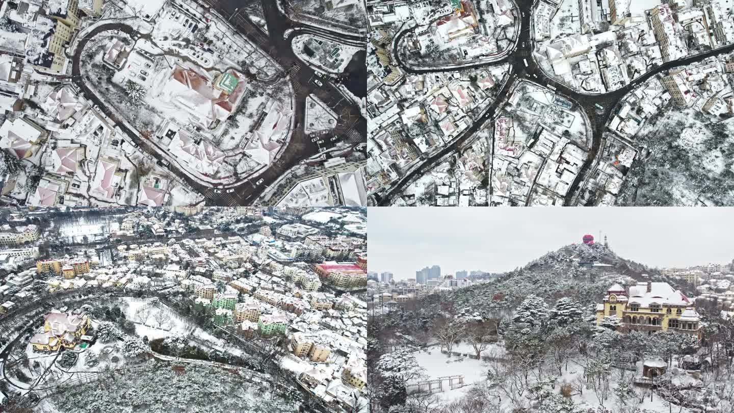 青岛雪景航拍4K