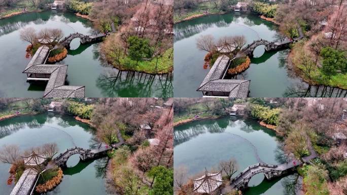 中国杭州西湖浴鹄湾霁虹桥雪景