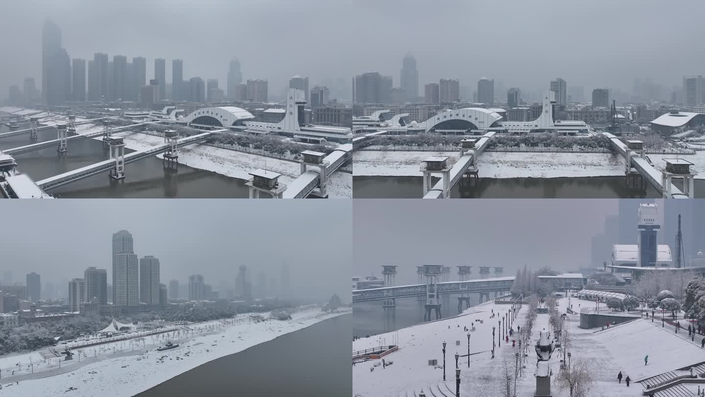 4K 汉口江滩 雪景 武汉 科技馆 地标