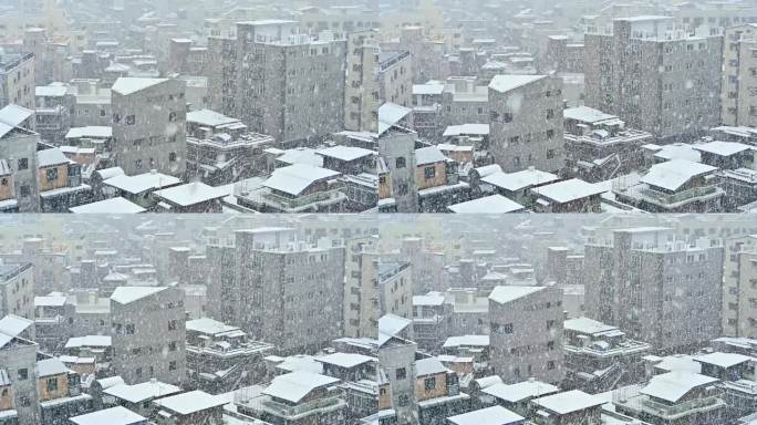 下大雪的韩国首尔市景