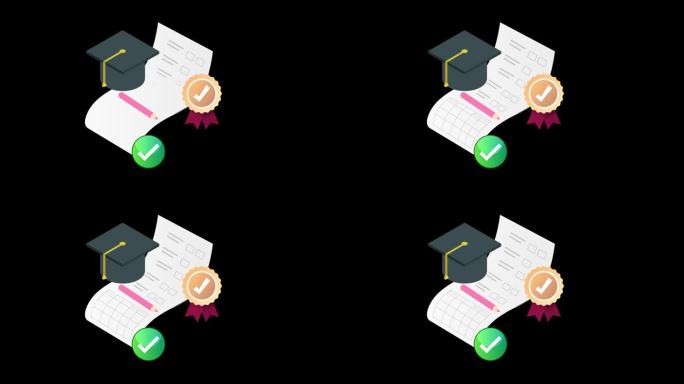 毕业帽成就证书概念，成功标签带阿尔法通道。
