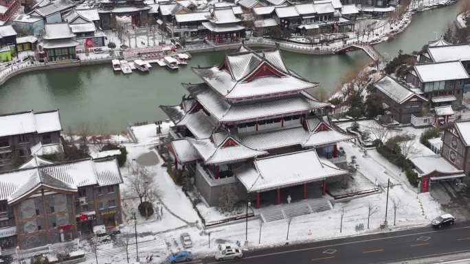 4k雪景古建筑