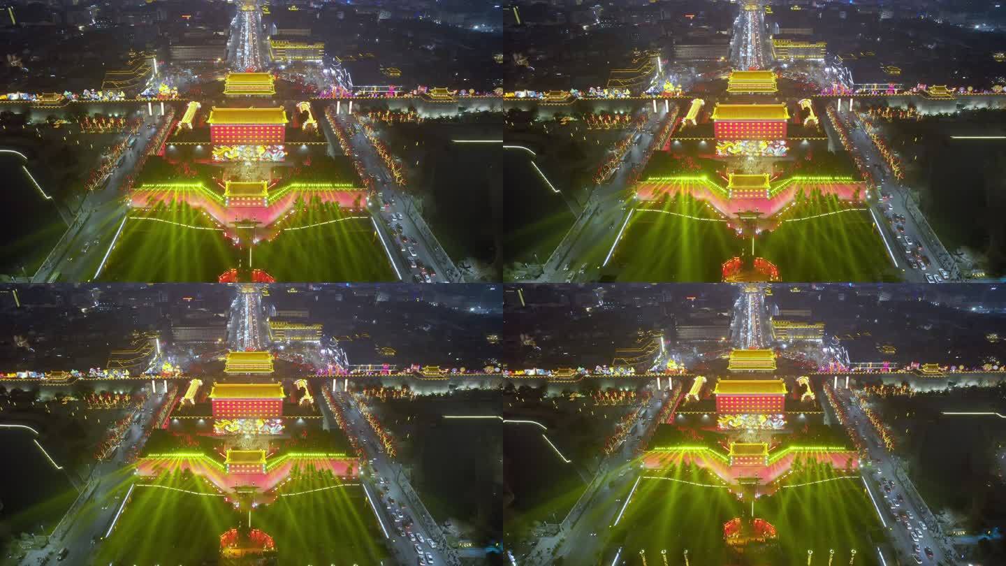 西安永宁门春节巨龙彩灯航拍视频10