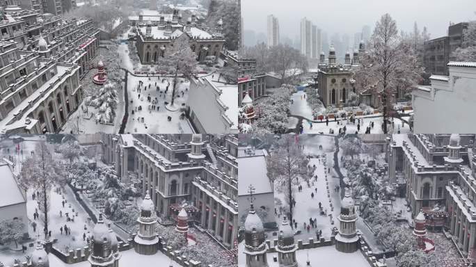 4K 古德寺 雪景 武汉 地标 上香