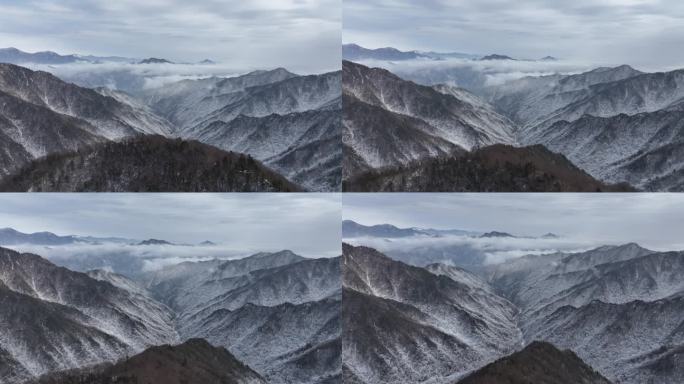 秦岭 雪景 雾凇 高清 4k 航拍