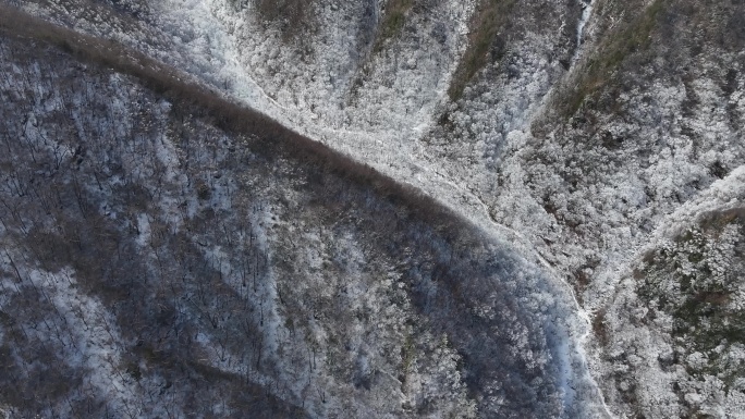 秦岭 雪景 雾凇 高清 4k 航拍