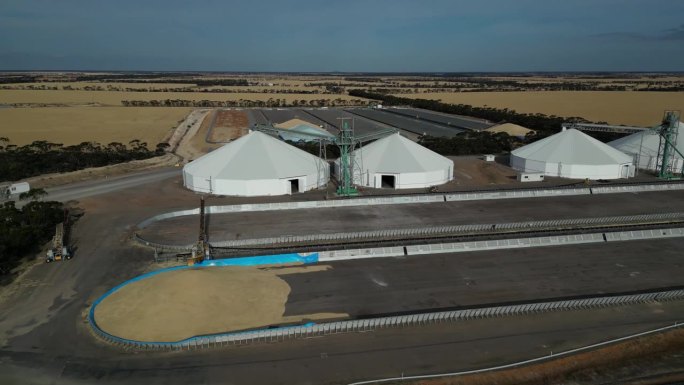粮食储存和配送中心，工业在西澳大利亚。俯视图
