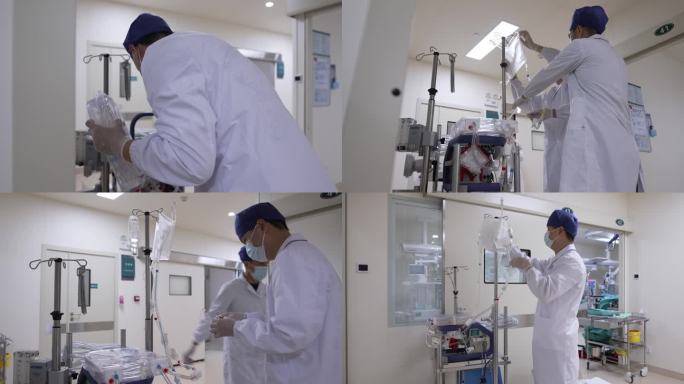 重症科医生组装人工心肺机ECMO设备2
