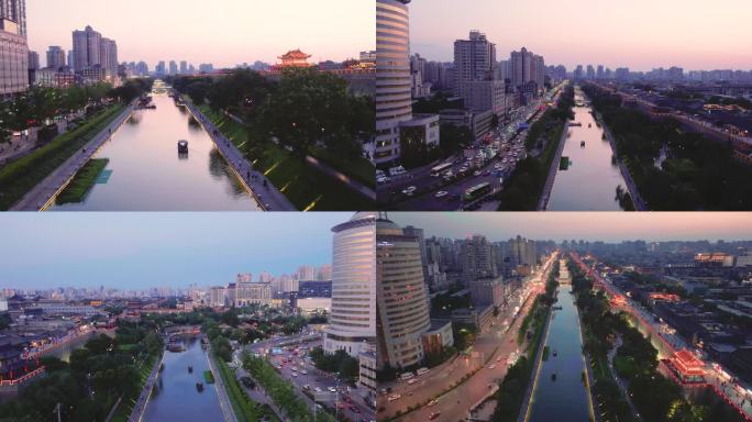 西安城墙护城河 夜景