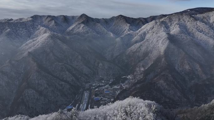 秦岭 雪景 雾凇 高清 4k 航拍