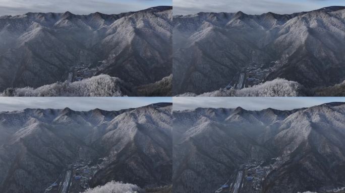 秦岭 雪景 雾凇 高清 4k 航拍