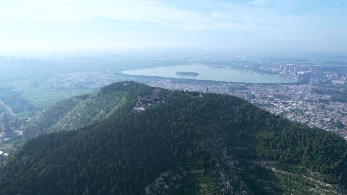 山东济宁水泊梁山航拍