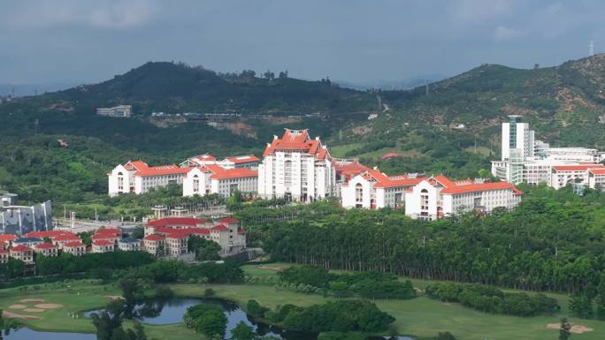 漳州港航拍福建厦门大学嘉庚学院教学楼