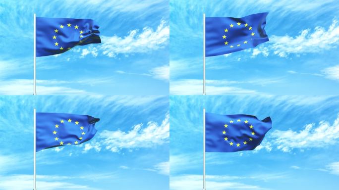 欧盟国旗空中飘扬