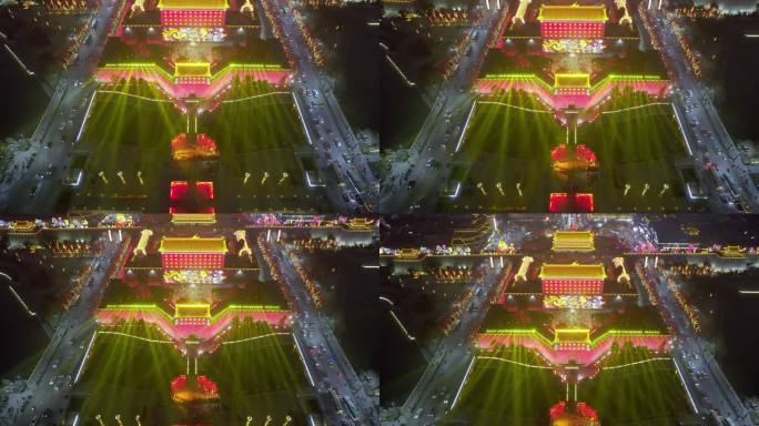西安永宁门春节巨龙彩灯航拍视频9