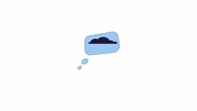 雨滴云思想气泡线2D物体动画