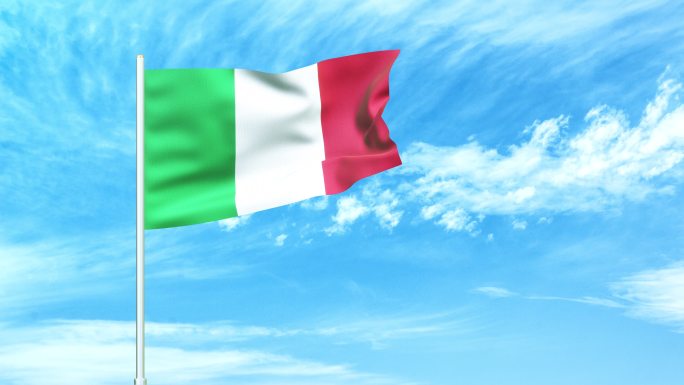 意大利国旗空中飘扬