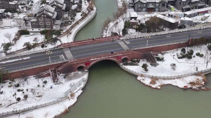 4k雪景城墙桥