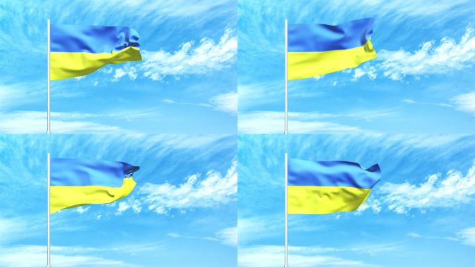 乌克兰国旗空中飘扬