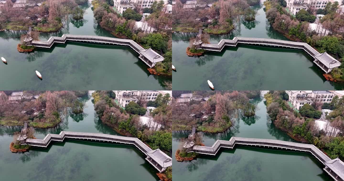 中国杭州西湖浴鹄湾霁虹桥雪景