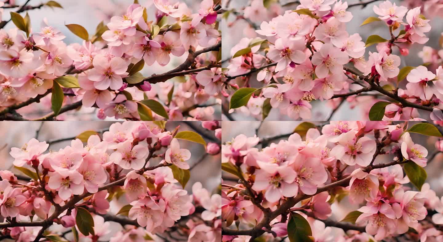 桃花盛开春暖花开香飘满园大屏