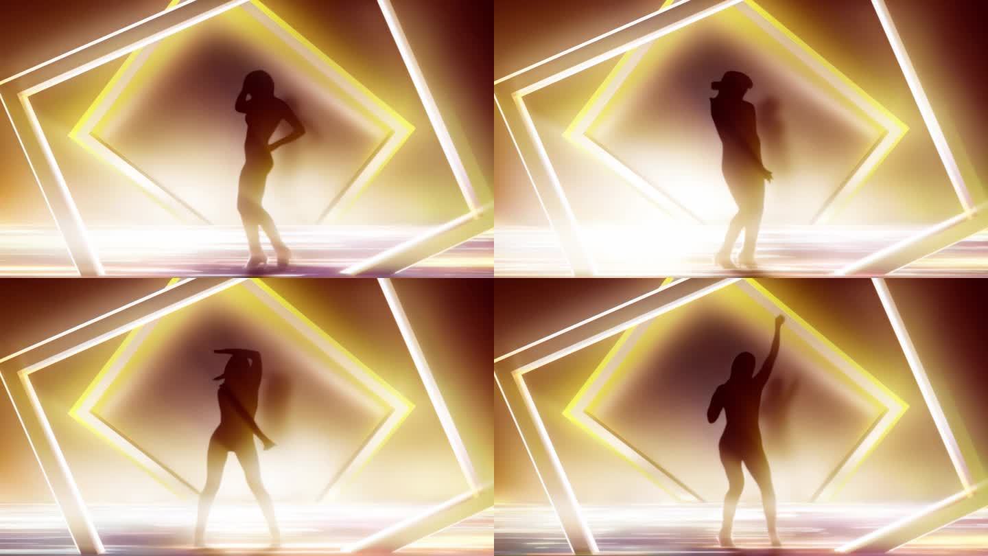 女性舞蹈动画3D灯光舞台剪影
