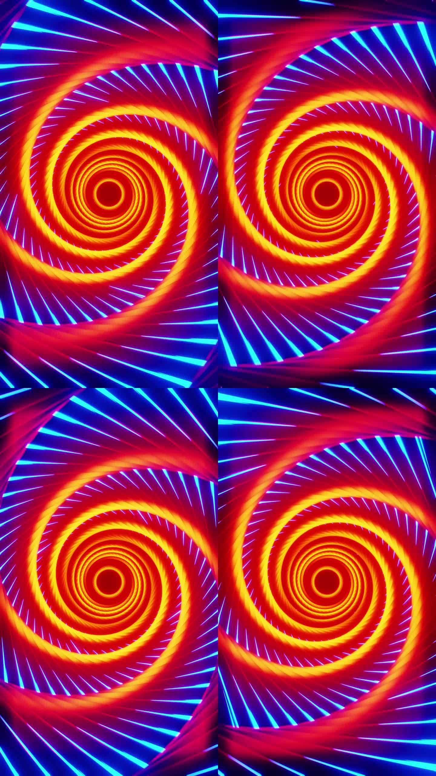 隧道以橙色漩涡和蓝色条纹的形式出现。循环动画