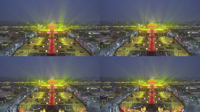 西安永宁门春节巨龙彩灯航拍视频2