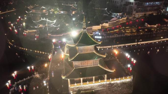 航拍贵阳甲秀楼夜景